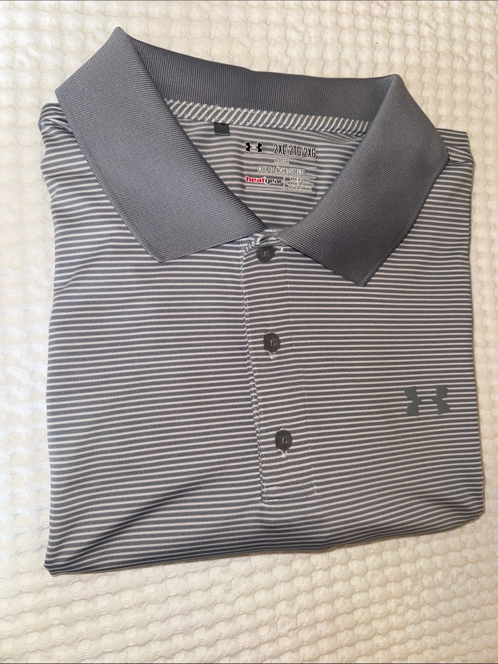 Under Armour Men's 2XL Light Gray Striped Polo Shirt